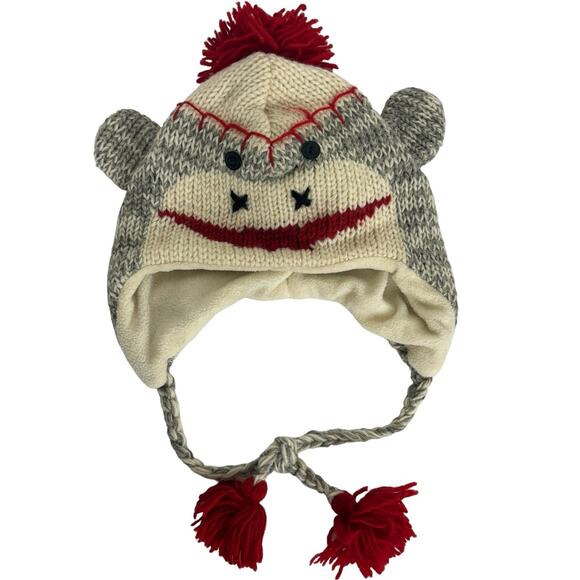 Unbranded Other - Sock Monkey Knitted Fleece Lined Beanie Hat